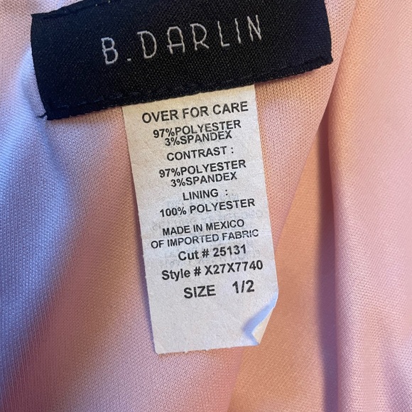 Pink and black strapless formal dress - Picture 6 of 8